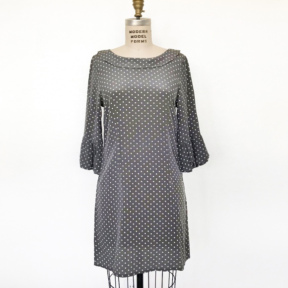 BEL AIR - Tulip Sleeve Polka Dot Silk Dress - Picture 1 of 4